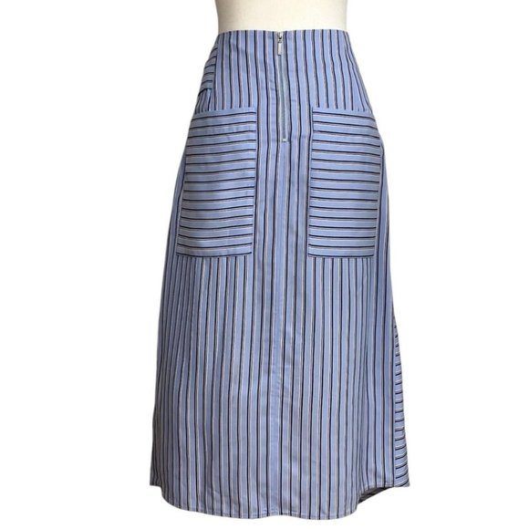 Tibi Blue Striped Midi Skirt - Picture 6 of 11